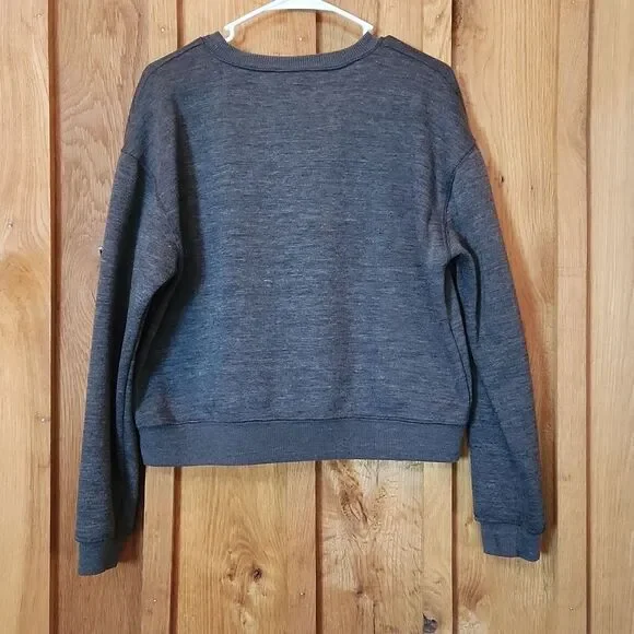 MODERN LUX Jerry Leigh Lucky Clover Crewneck Oversized Sweatshirt, XS, Grey - Picture 3 of 8